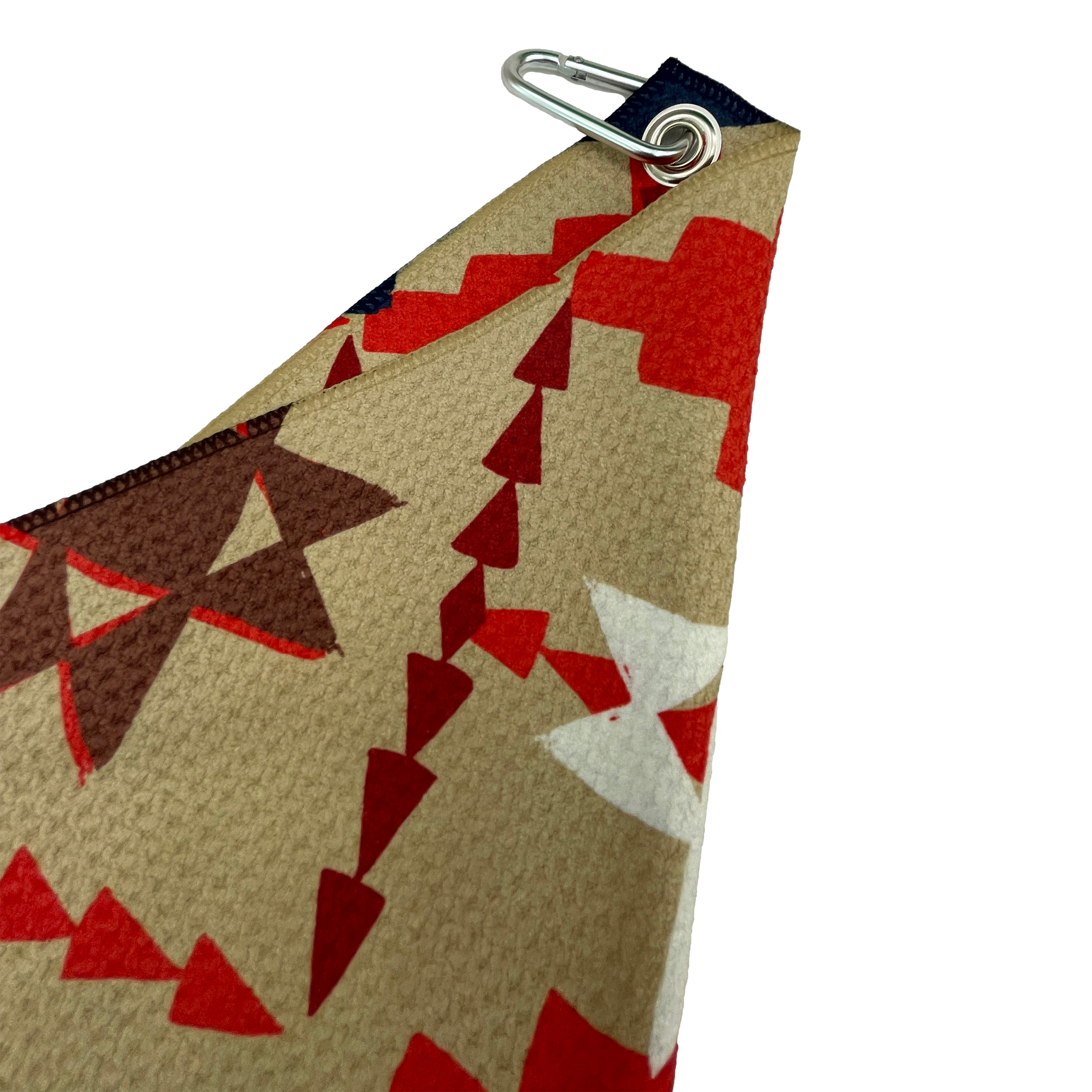 Microfiber 18” X 18” Golf Towel with Carabiner Clip | American Southwest Collection | Tan Weave - Image 3