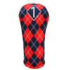Navy Blue and Red Argyle Driver Golf club Headcover Front.
