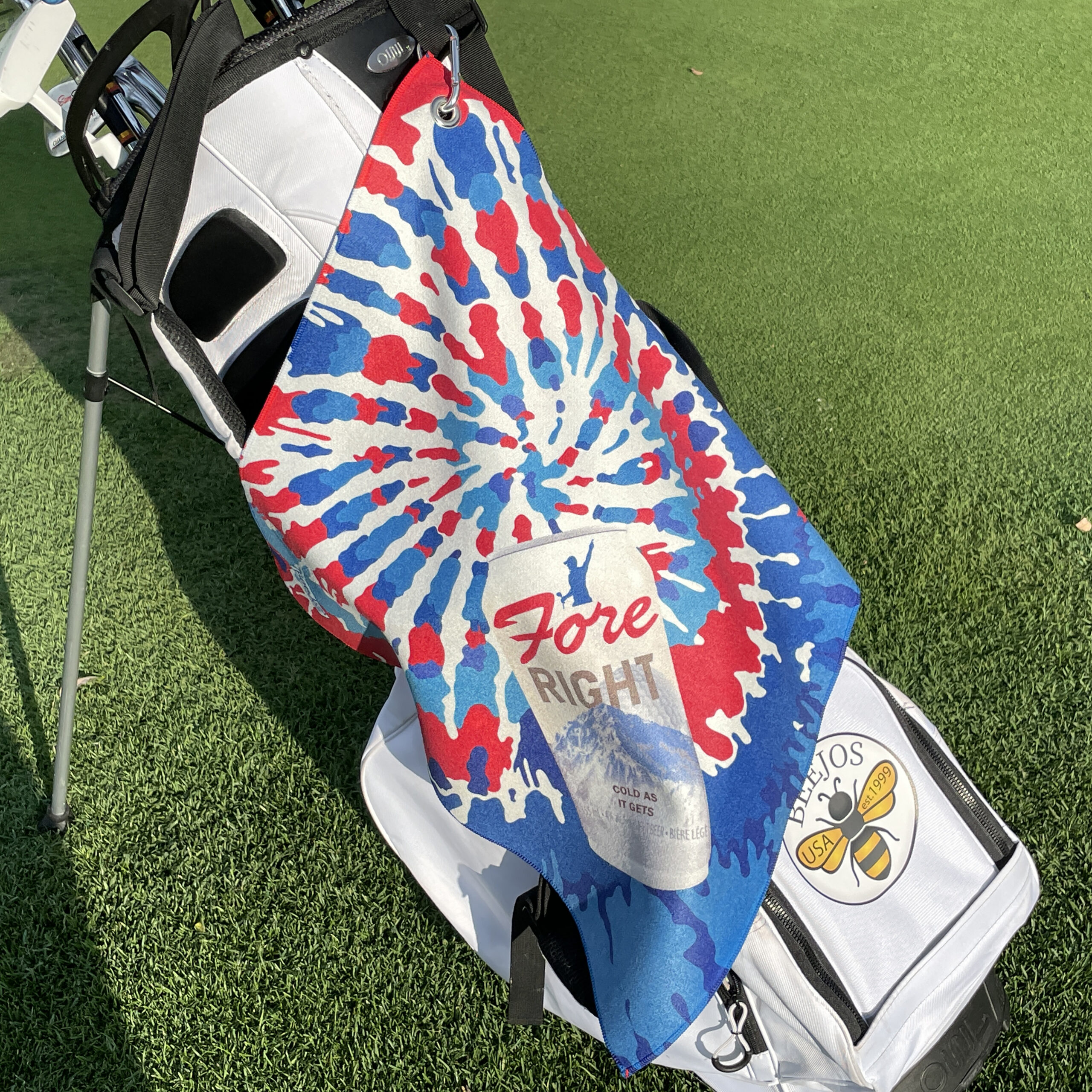 Fore Right Blue Tie Dye Golf Gift Set | 3 Golf Club Headcovers & Matching Microfiber Towel - Image 10