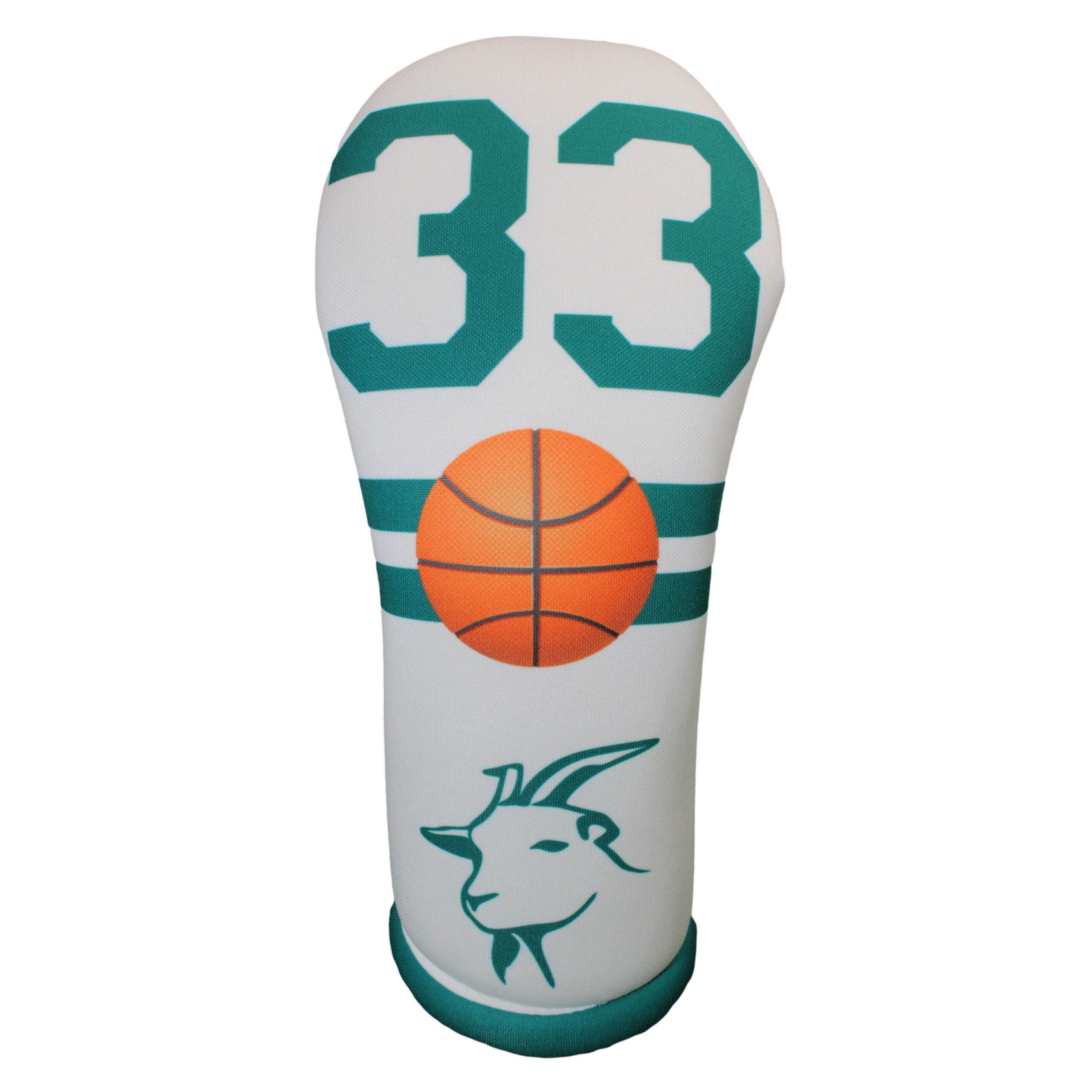 BeeJo's Golf Club Headcover | G.O.A.T Collection | Teal & White 33 Basketball - Image 2