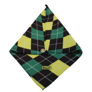 Green, Yellow and Black Argyle Microfiber Golf Towel 18 inch by 18 inch