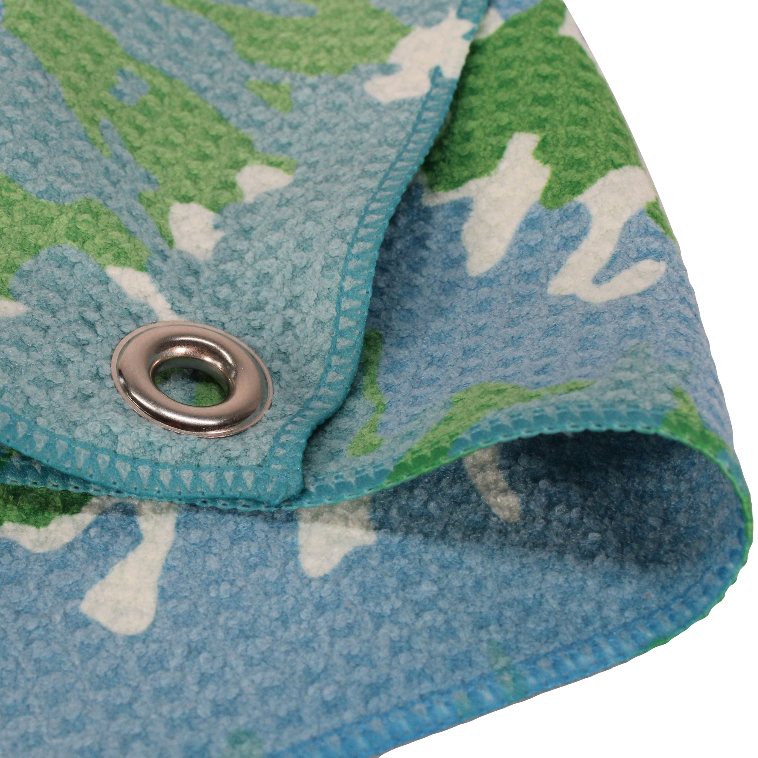 Microfiber 18” X 18” Golf Towel with Carabiner Clip | Tie Dye Collection | Light Blue & Green - Image 4