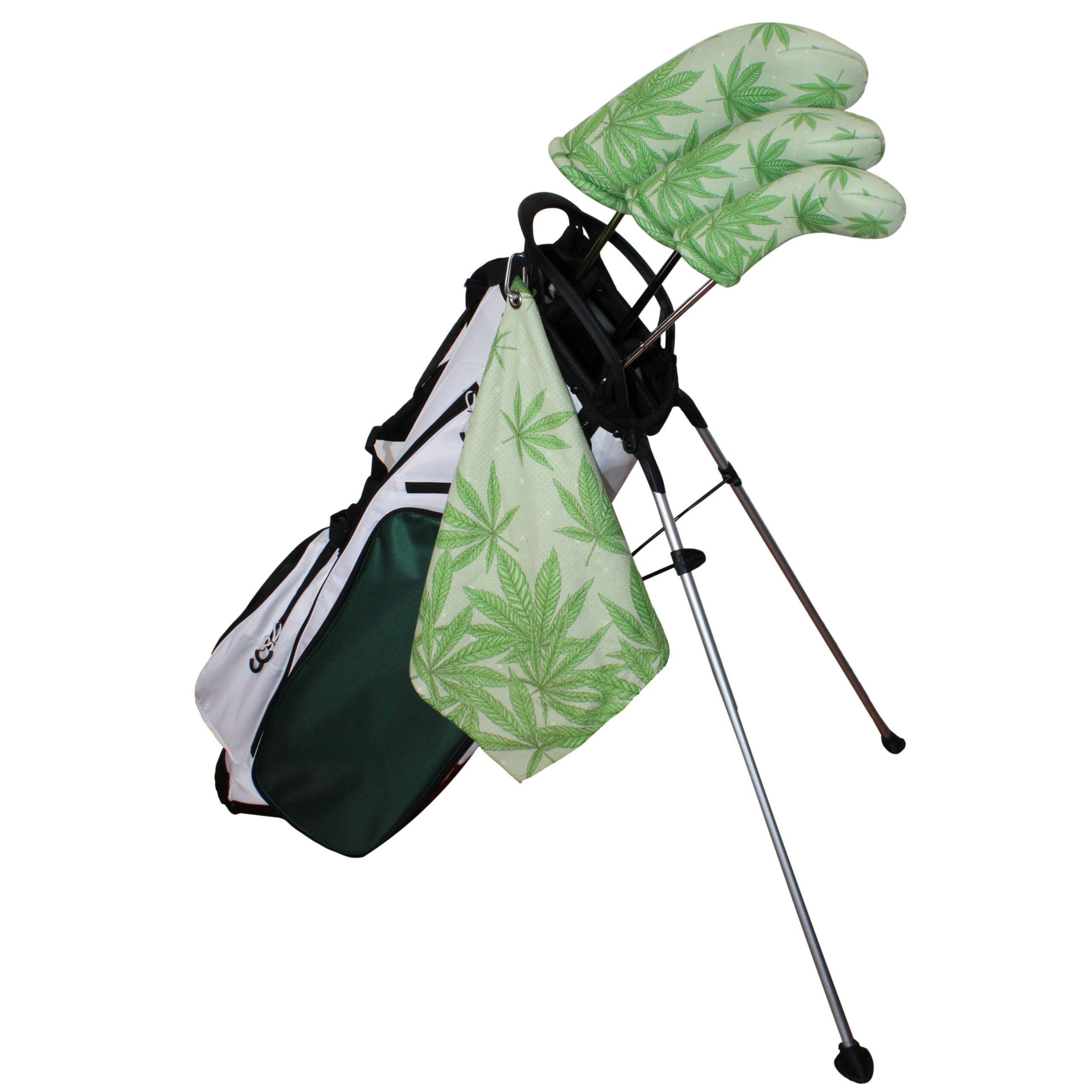 Green Marijuana Golf Gift-Set | 3 Golf Club Headcovers & Matching Microfiber Towel - Image 12