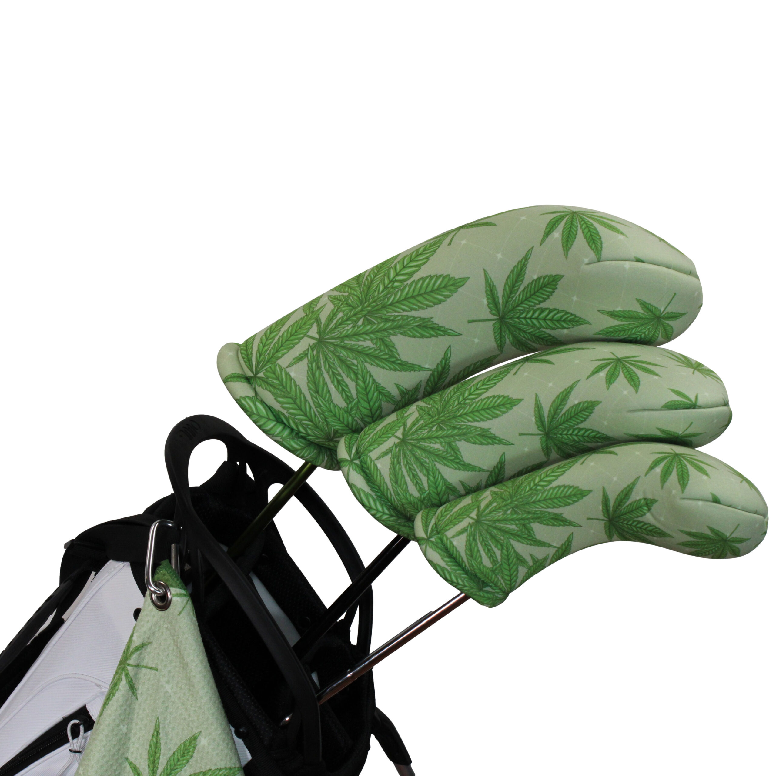Green Marijuana Golf Gift-Set | 3 Golf Club Headcovers & Matching Microfiber Towel - Image 10