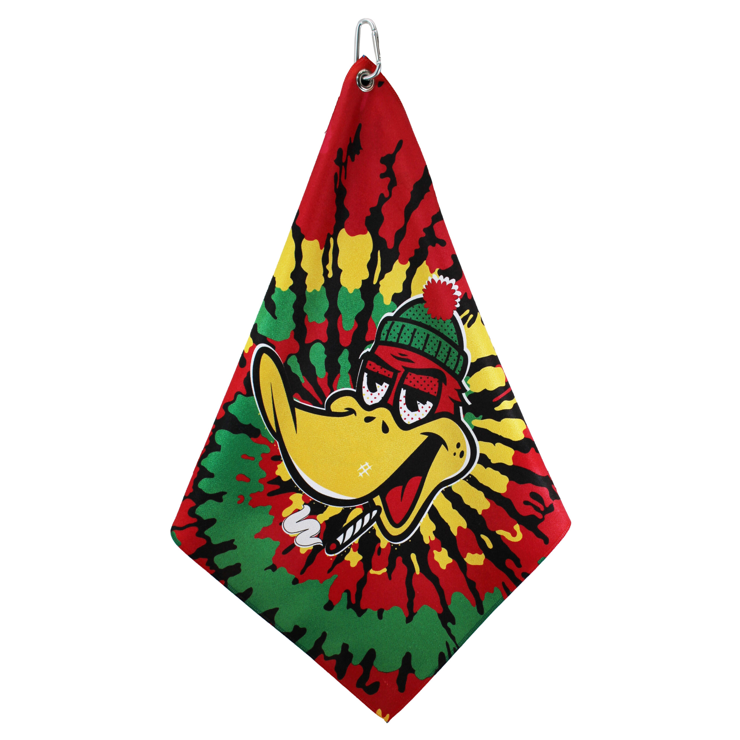 Smoked Ducky Microfiber Towel-Tie Dye Rasta Folded
