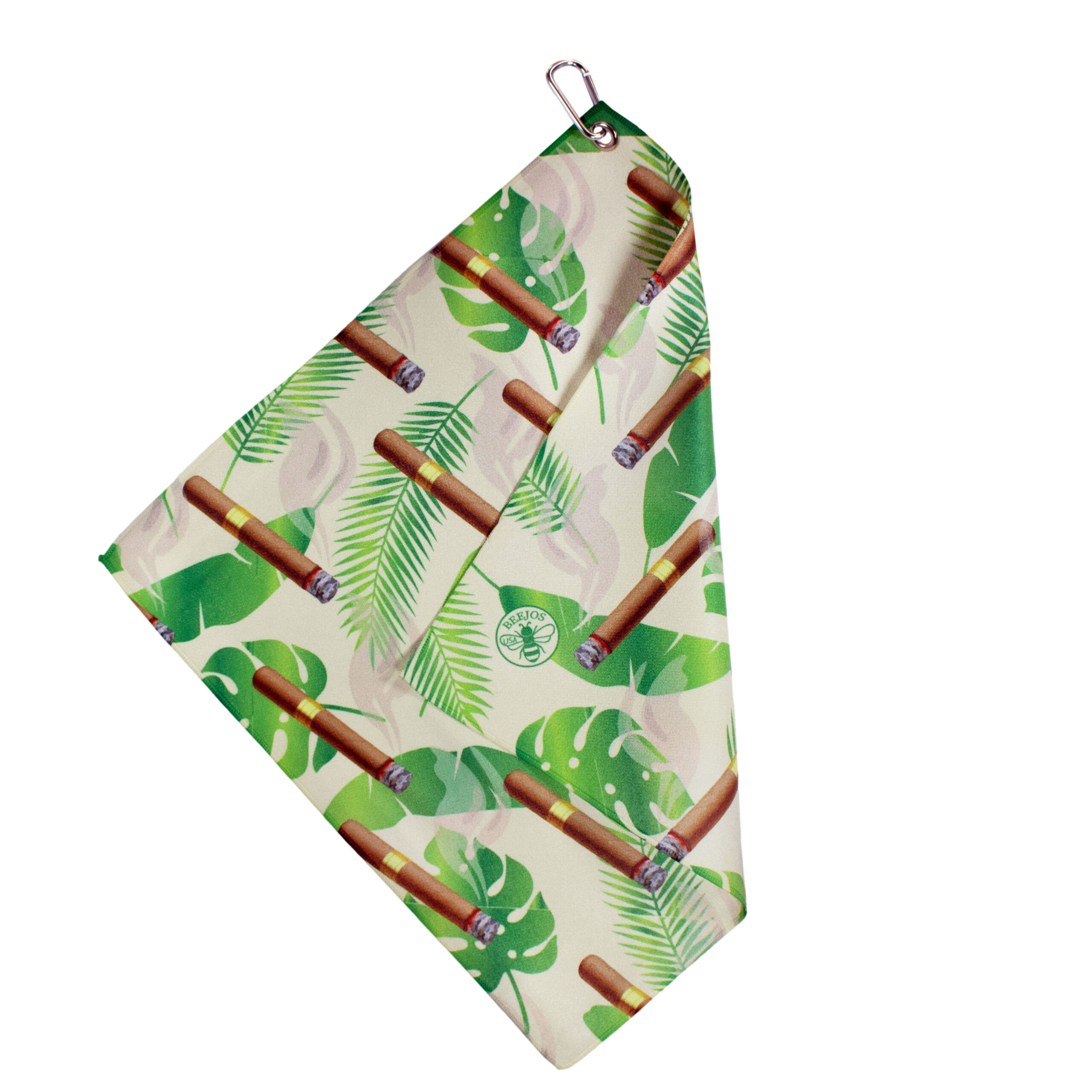 Hawaiian Cigar-Bar Microfiber 18” X 18” Golf Towel with Carabiner Clip - Image 2