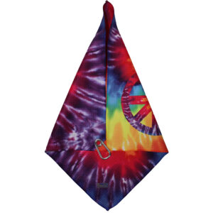 Tie Dye Peace Sign Microfiber 18” X 18” Towel with Carabiner Clip