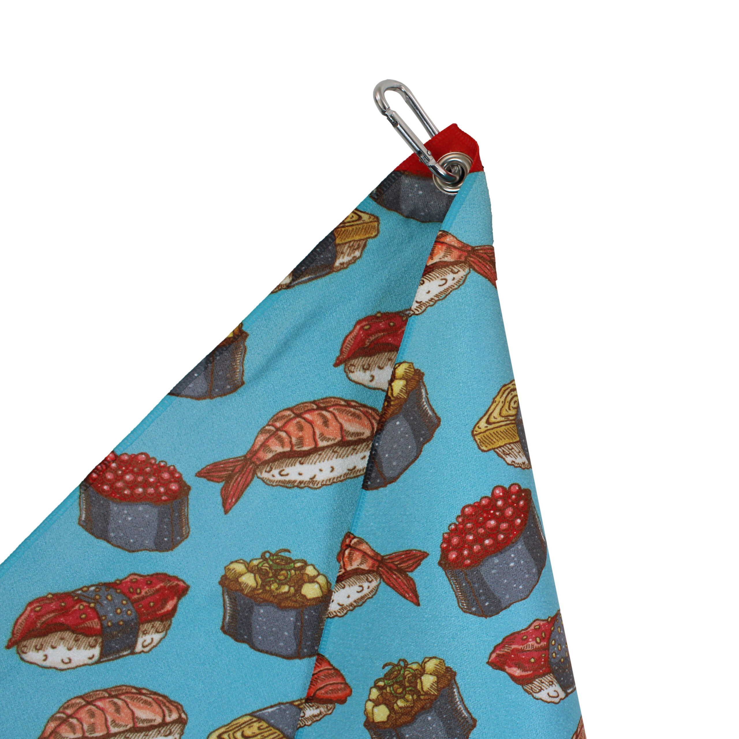 Japanese Sushi Microfiber 18” X 18” Golf Towel with Carabiner Clip - Image 3