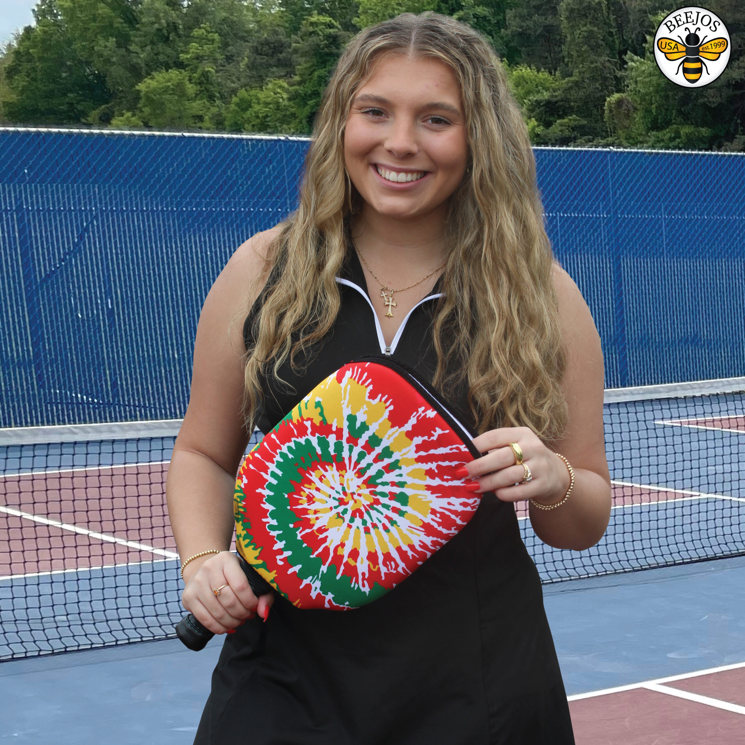 Rasta Tie-Dye Pickleball Paddle Cover - Image 5