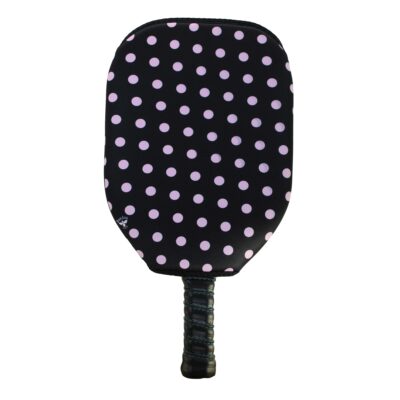 black with baby pink Dots Slip On Pickleball Paddle cover