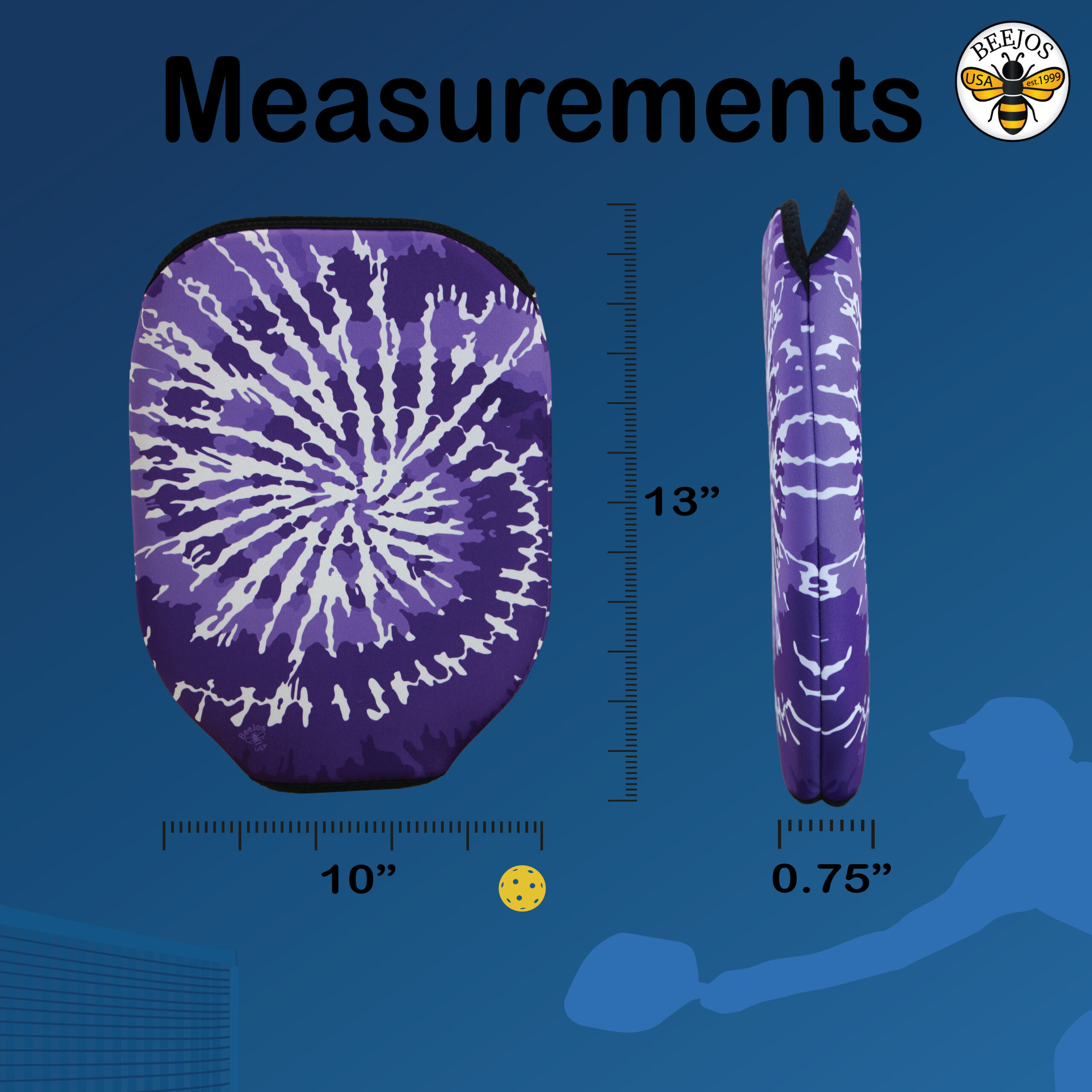 Purple Tie-Dye Pickleball Paddle Cover - Image 3
