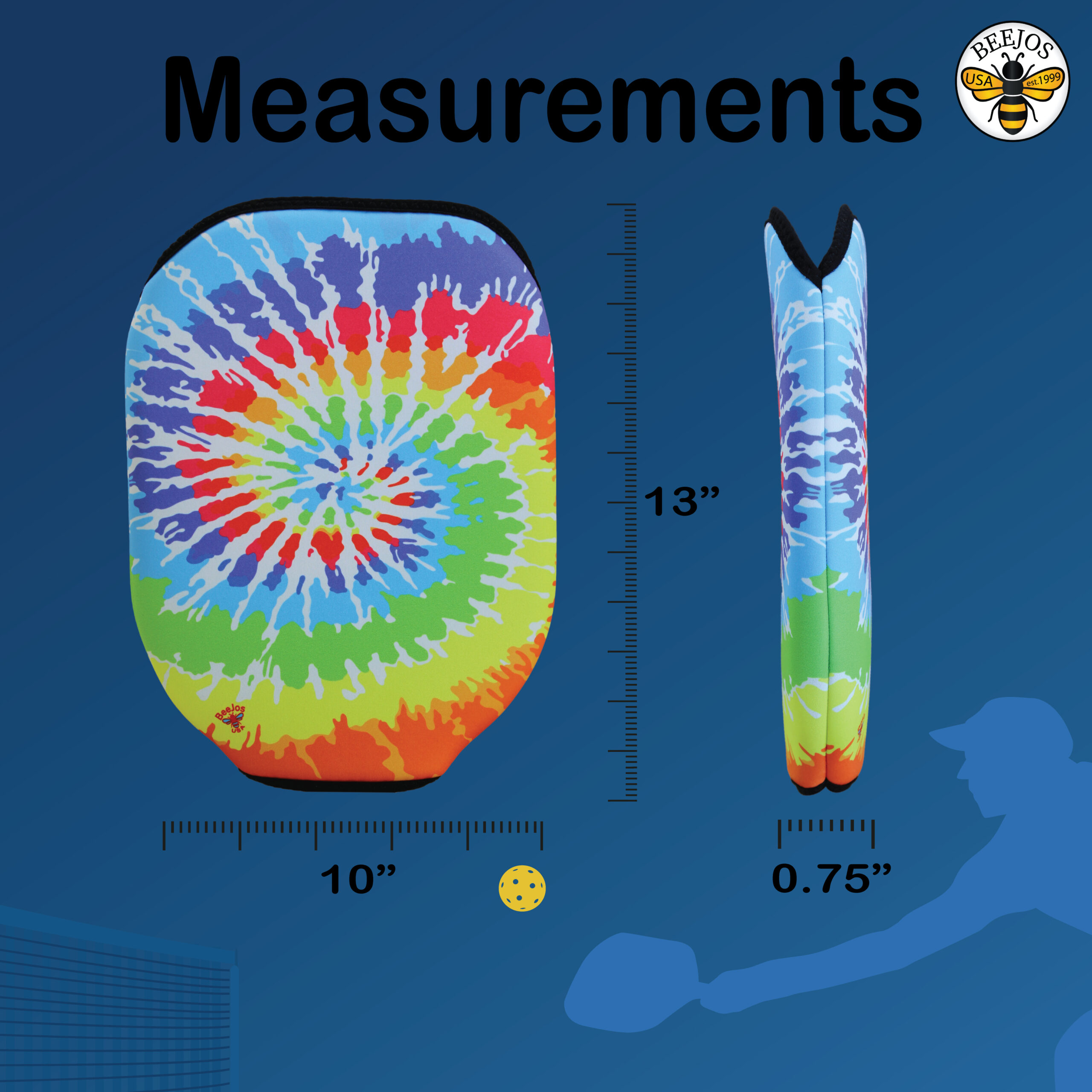 Rainbow Tie-Dye Pickleball Paddle Cover - Image 3