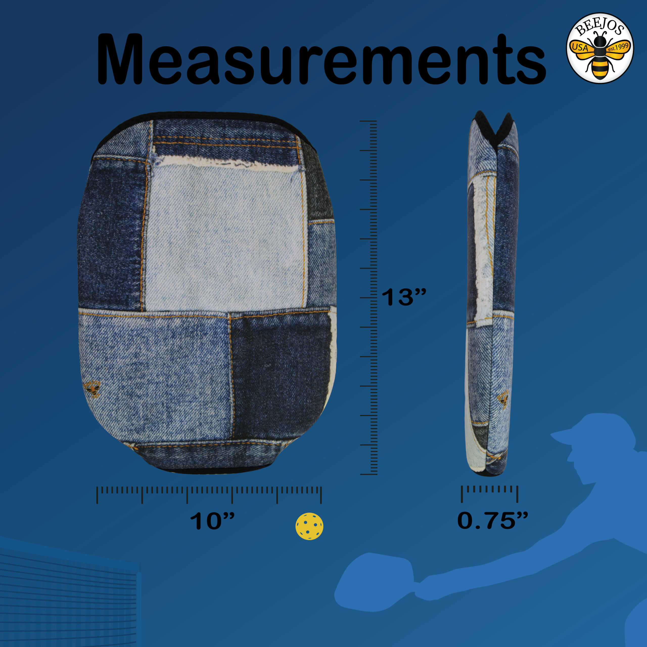 Denim Blue Jeans Pickleball Paddle Cover - Image 3