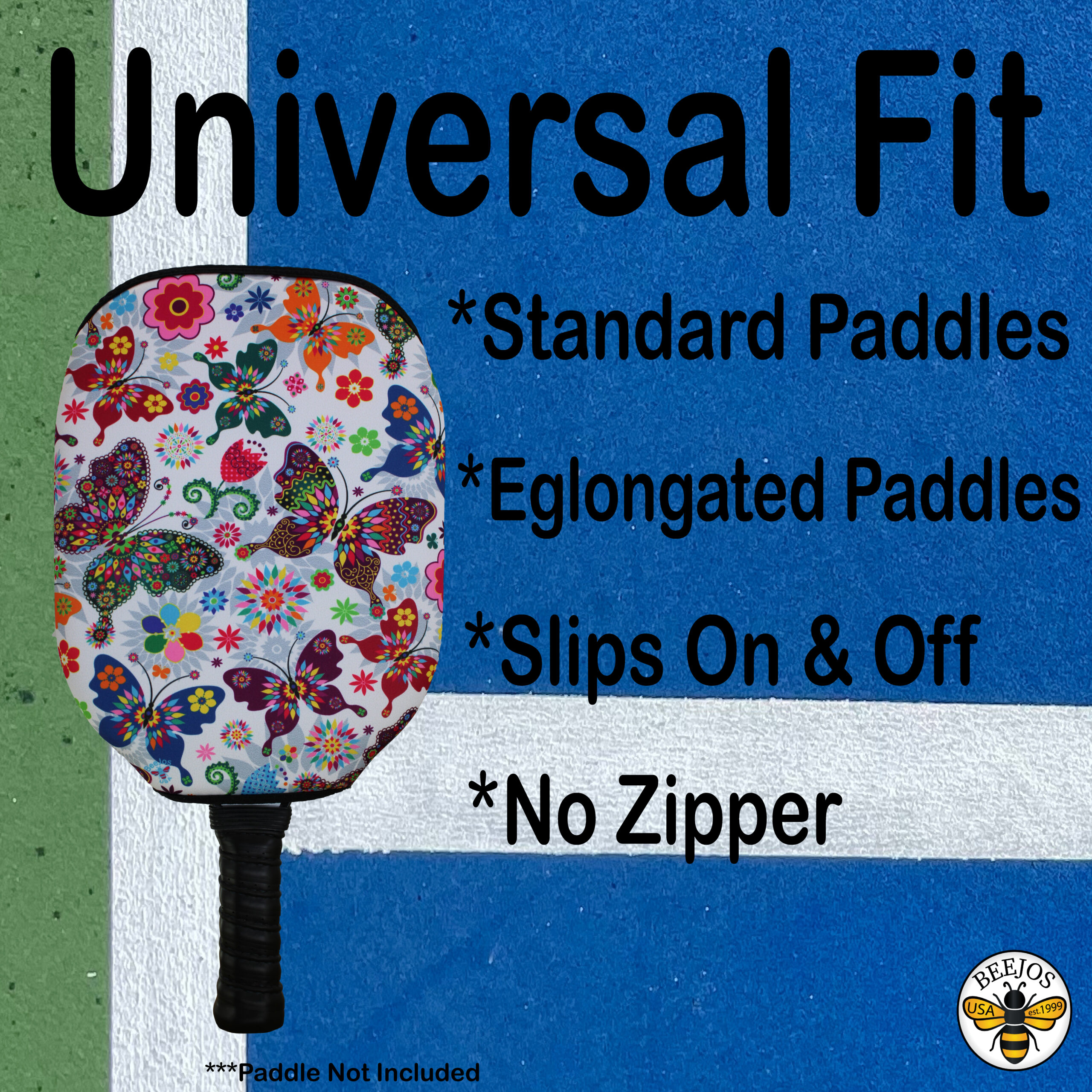 Mosaic Butterflies Pickleball Paddle Cover - Image 3