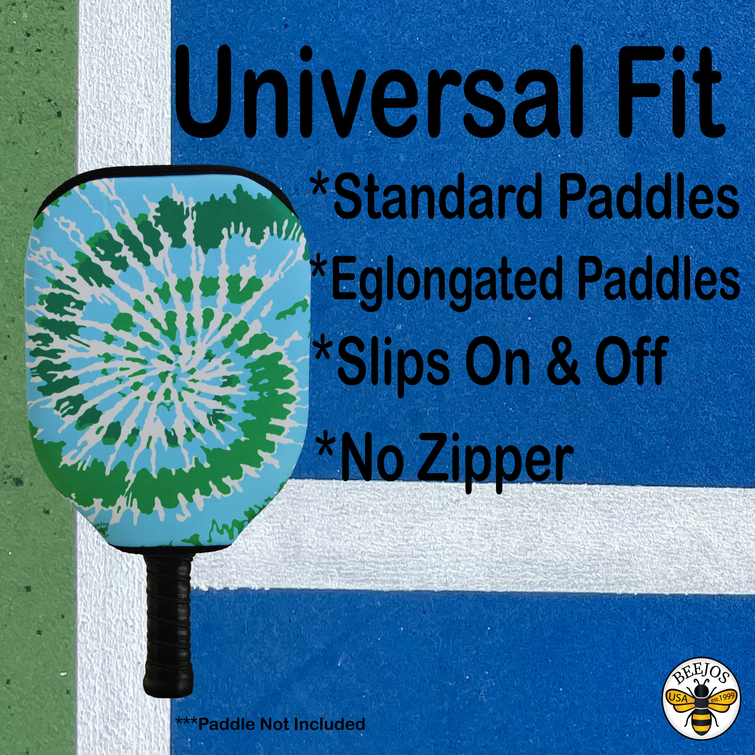 Blue/Green Tie-Dye Pickleball Paddle Cover - Image 3