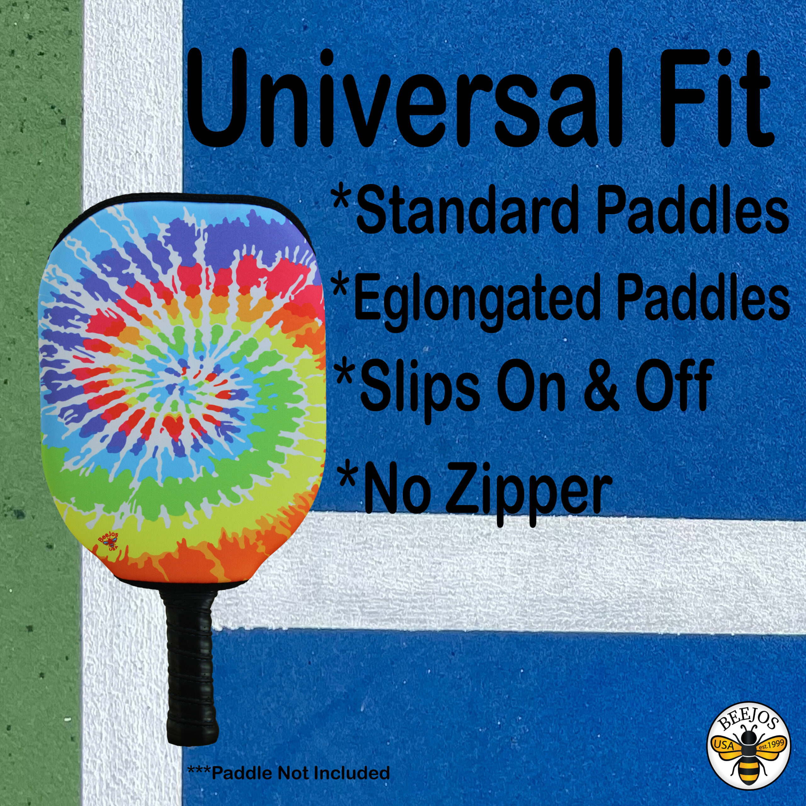 Rainbow Tie-Dye Pickleball Paddle Cover - Image 4